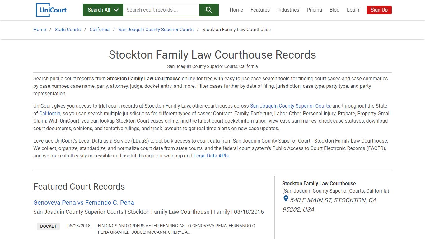 Stockton Family Law Courthouse Records | San Joaquin | UniCourt